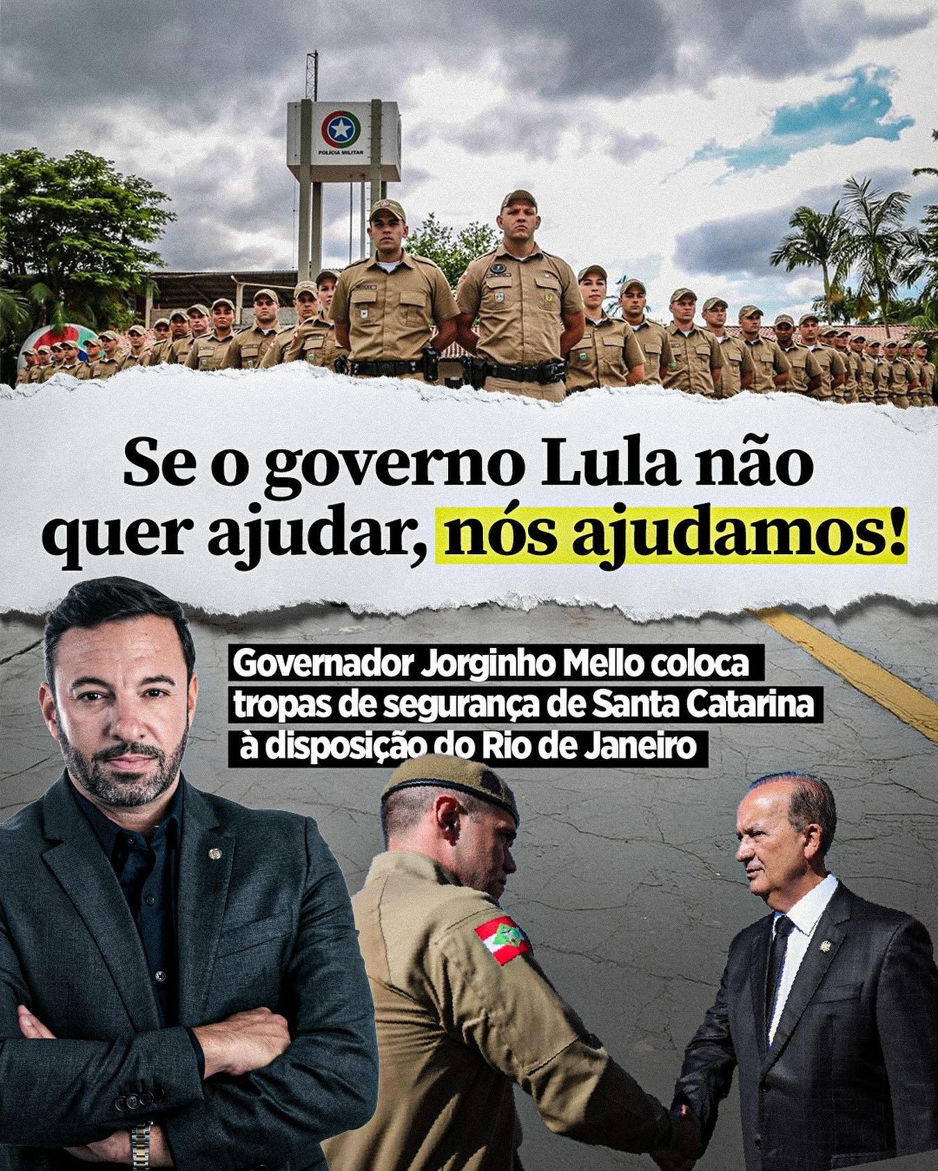 Governo de Santa Catarina quer enviar policiais para ajudar no Rio de Janeiro