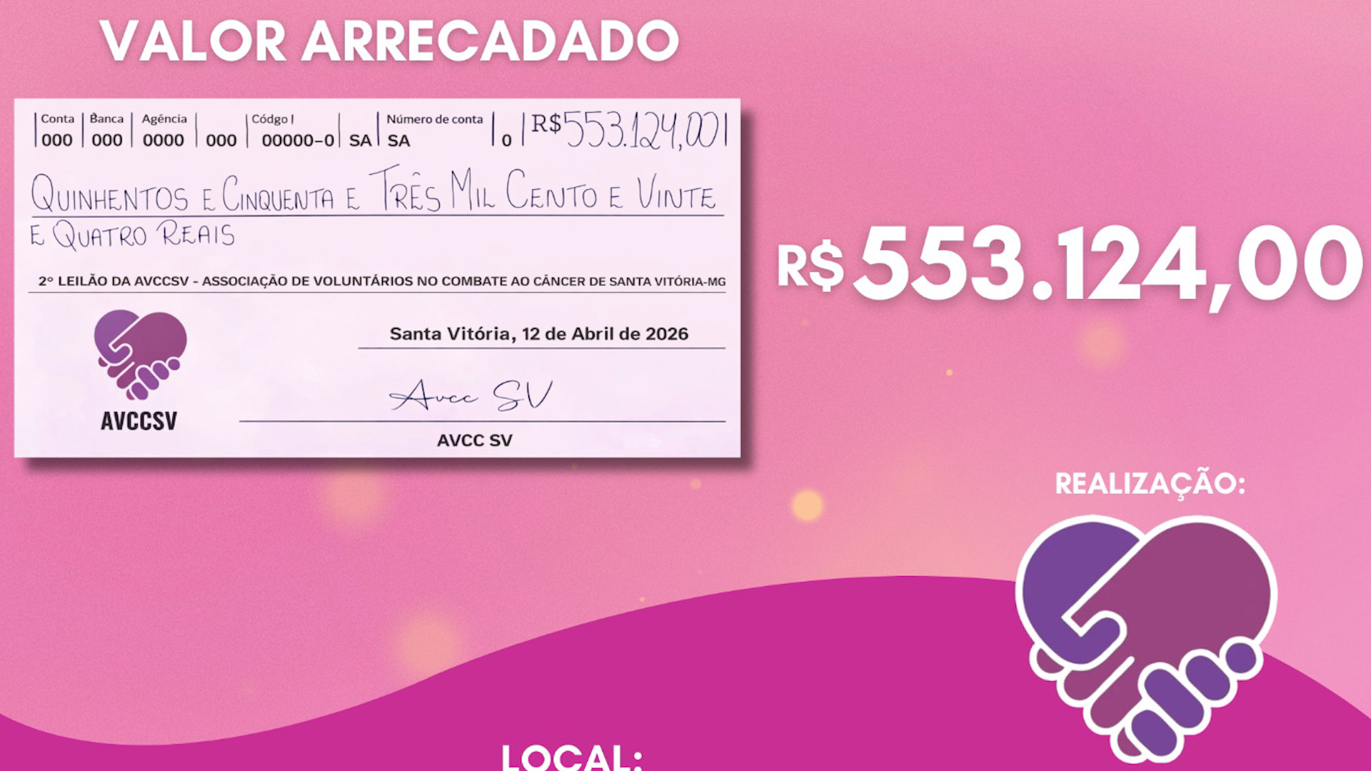 Leilão do Amor arrecada mais de R$ 553 mil em Santa Vitória, Minas Gerais