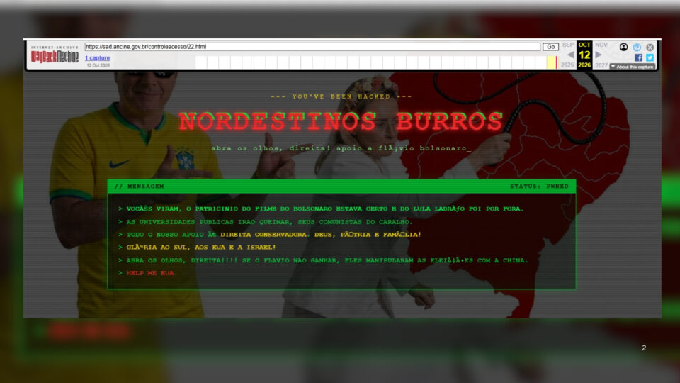 Sistema da Ancine é hackeado e exibe mensagem política